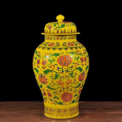 Chinese High Temperature Porcelain Solid Color Painting Ceramic Large Ginger Jars