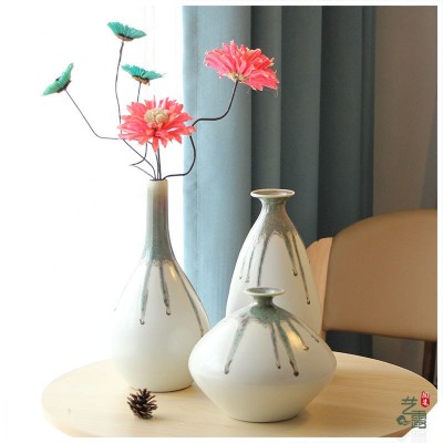 modern 3pcs a set porcelain jingdezhen white pottery ceramic vase