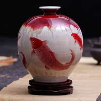 Colorful Hand-painted Elegant red Ceramic Vase For Decor Indoor