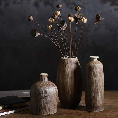 Wholesale brown retro ceramic vase home decoration